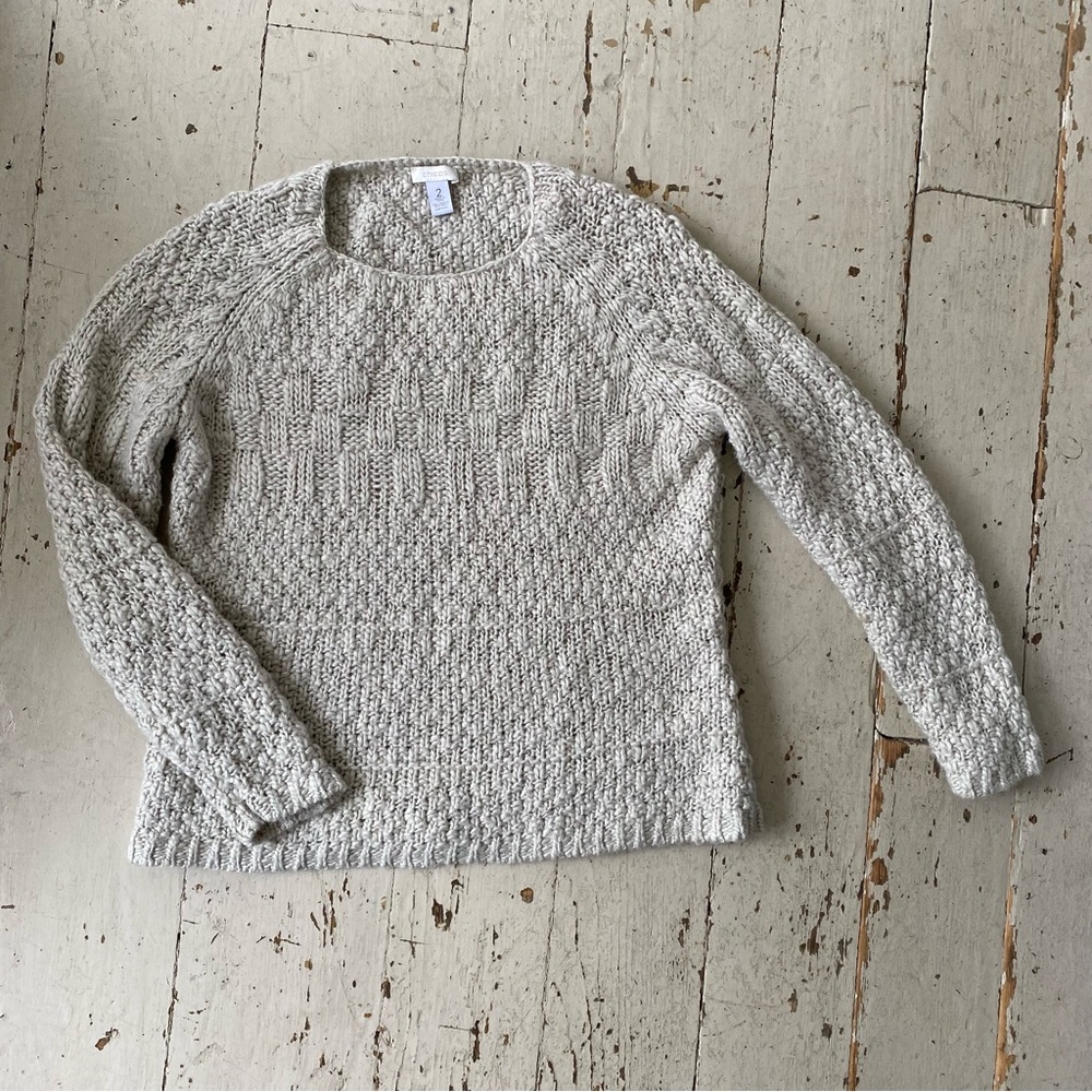 Chico's Chunky Knit Wool Blend Pullover Sweater